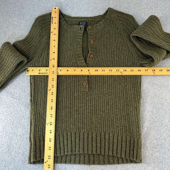 Abercrombie & Fitch Y2K Olive‎ Green Knit Henley Sweater Wool Blend Womens Large - Picture 2 of 10